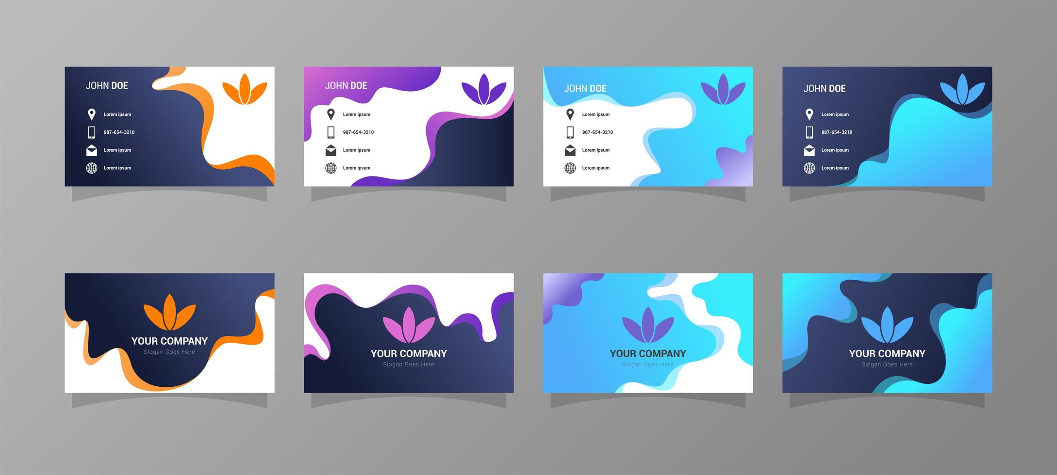 Business Card Designs Set with Gradient Style vector