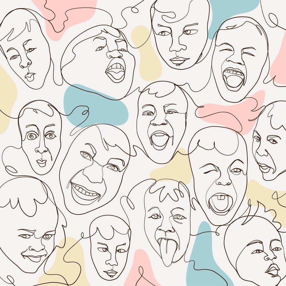 caras divertidas arte lineal minimalista vector