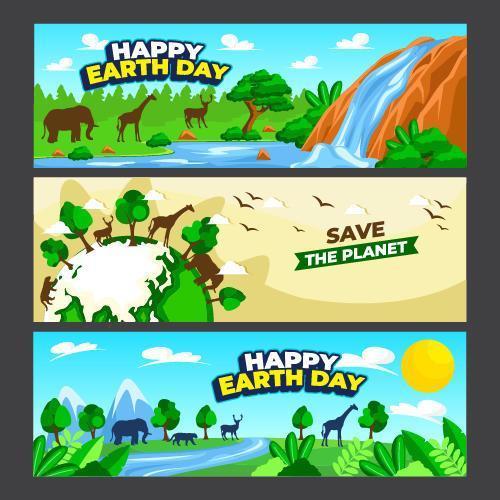 Happy Earth Day Banner Collection vector