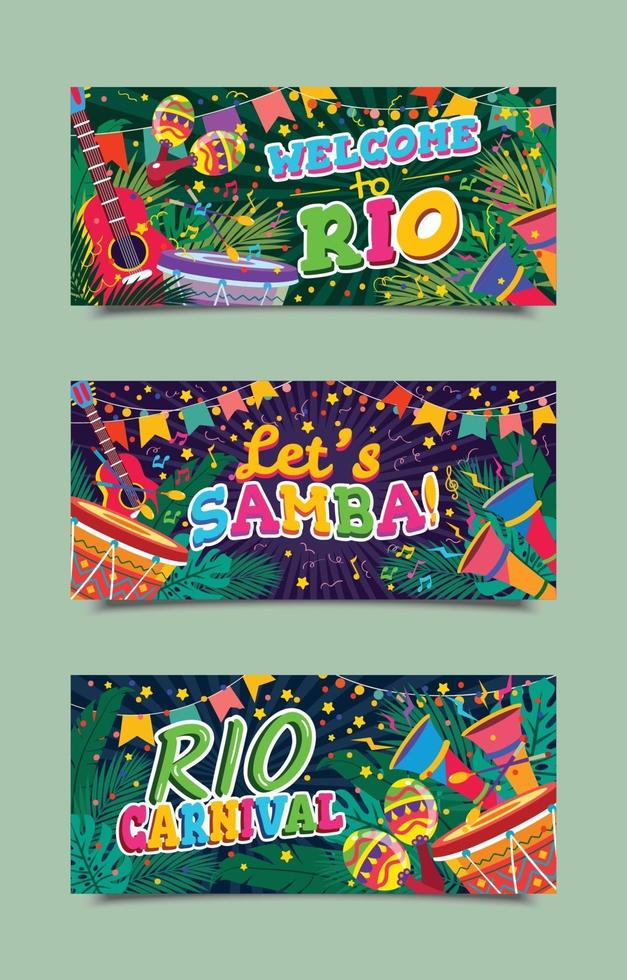 Brazil Rio De Janeiro Carnival Banner Templates vector