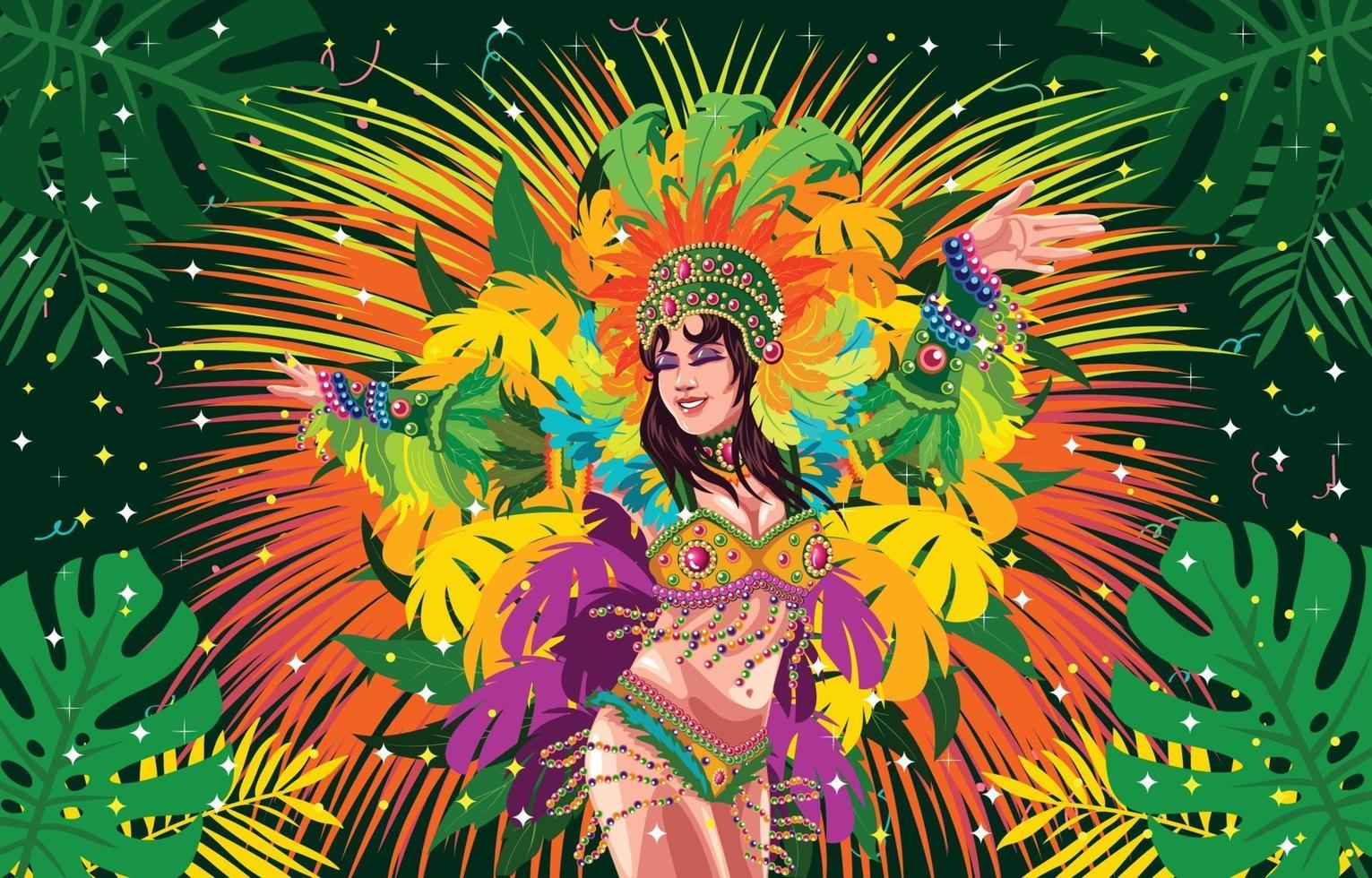 Beautiful Brazilian Samba Dancer Concept vector