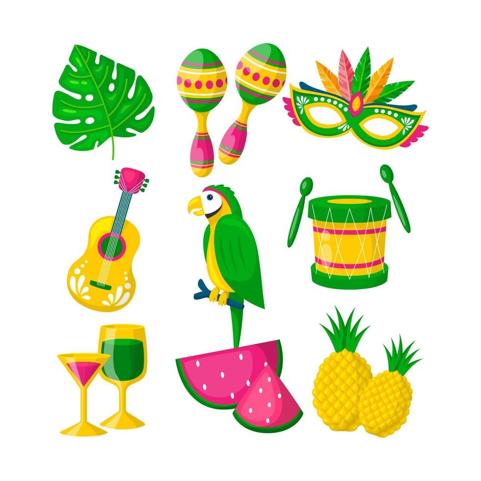 colección de iconos de carnaval de río en diseño plano vector