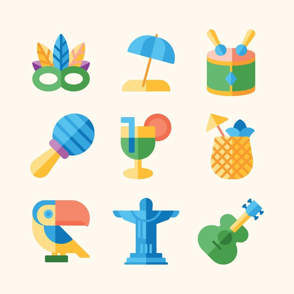 Rio De Janeiro Carnival in Flat Icon Design vector