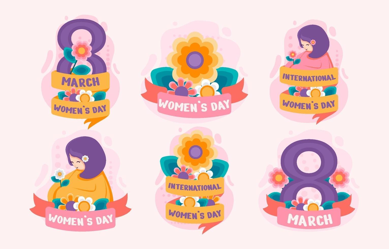 Womens Day Sticker Set vector