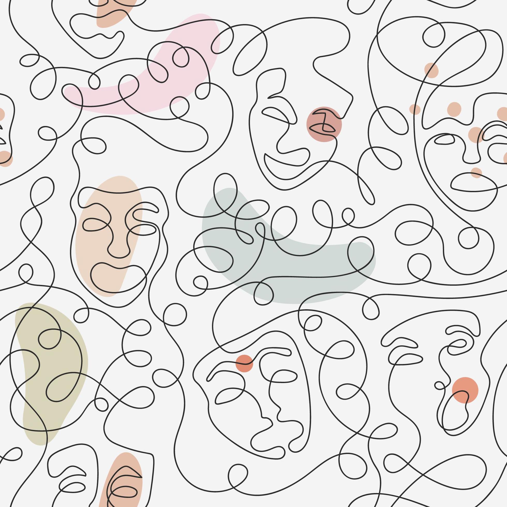 Facial Expression One Line Art Seamless 2056934 Vector Art at Vecteezy