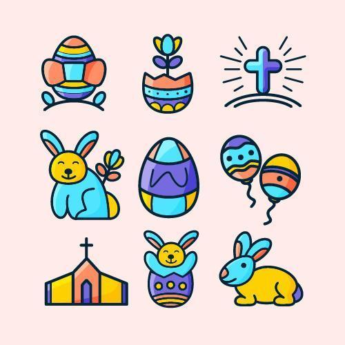 Easter Festivity Icon Set vector