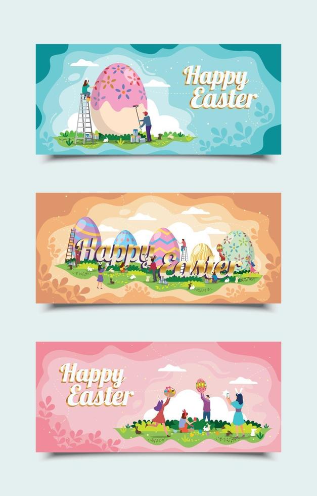 plantillas de banner de festival de feliz día de pascua vector