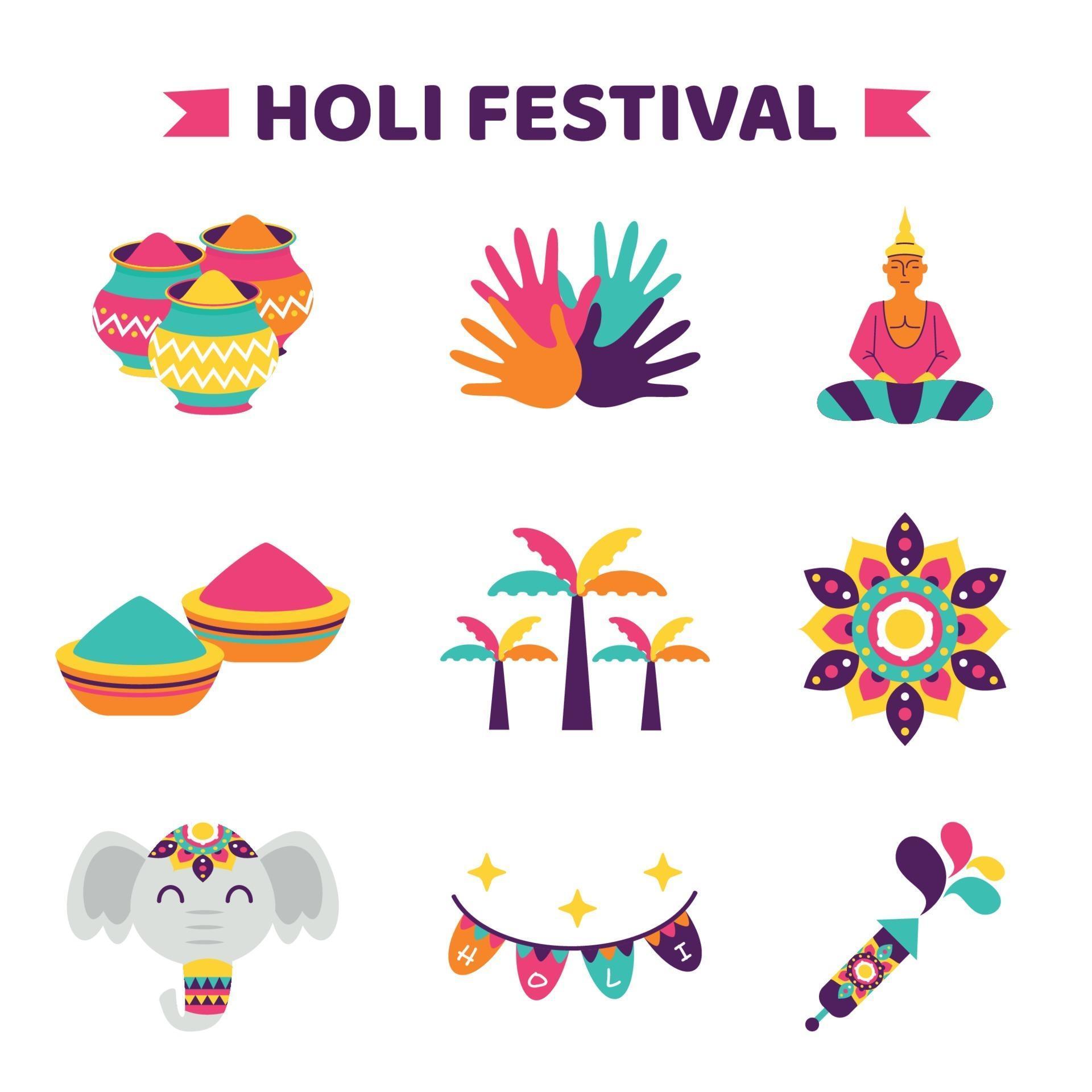 Holi Festival Icon Collection 2056978 Vector Art At Vecteezy