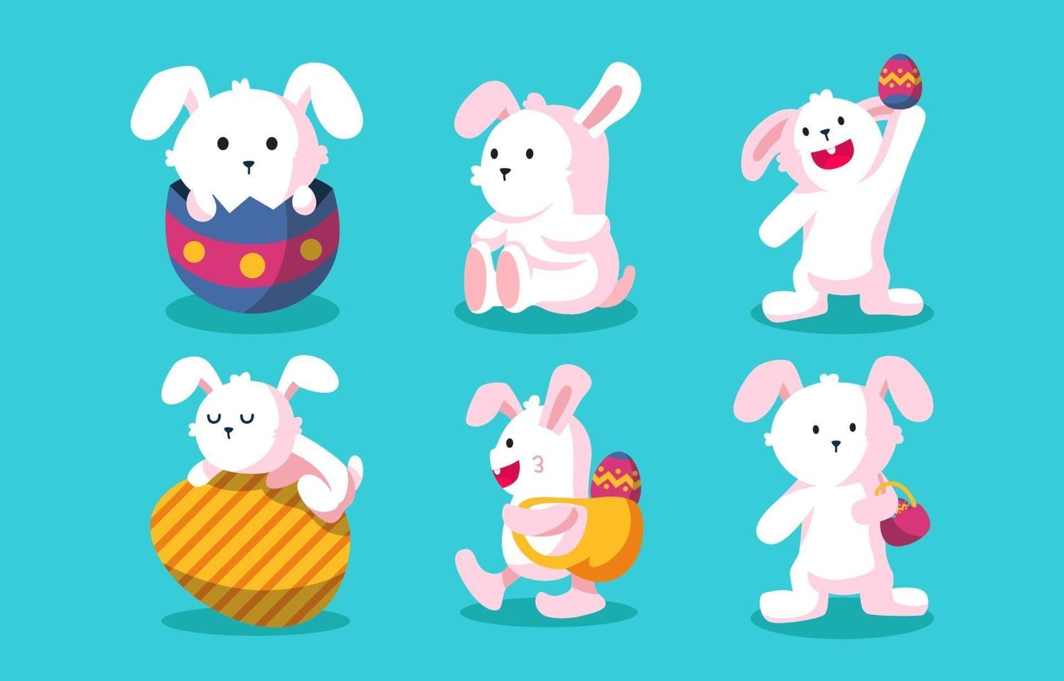 colección de personajes de conejito de pascua vector