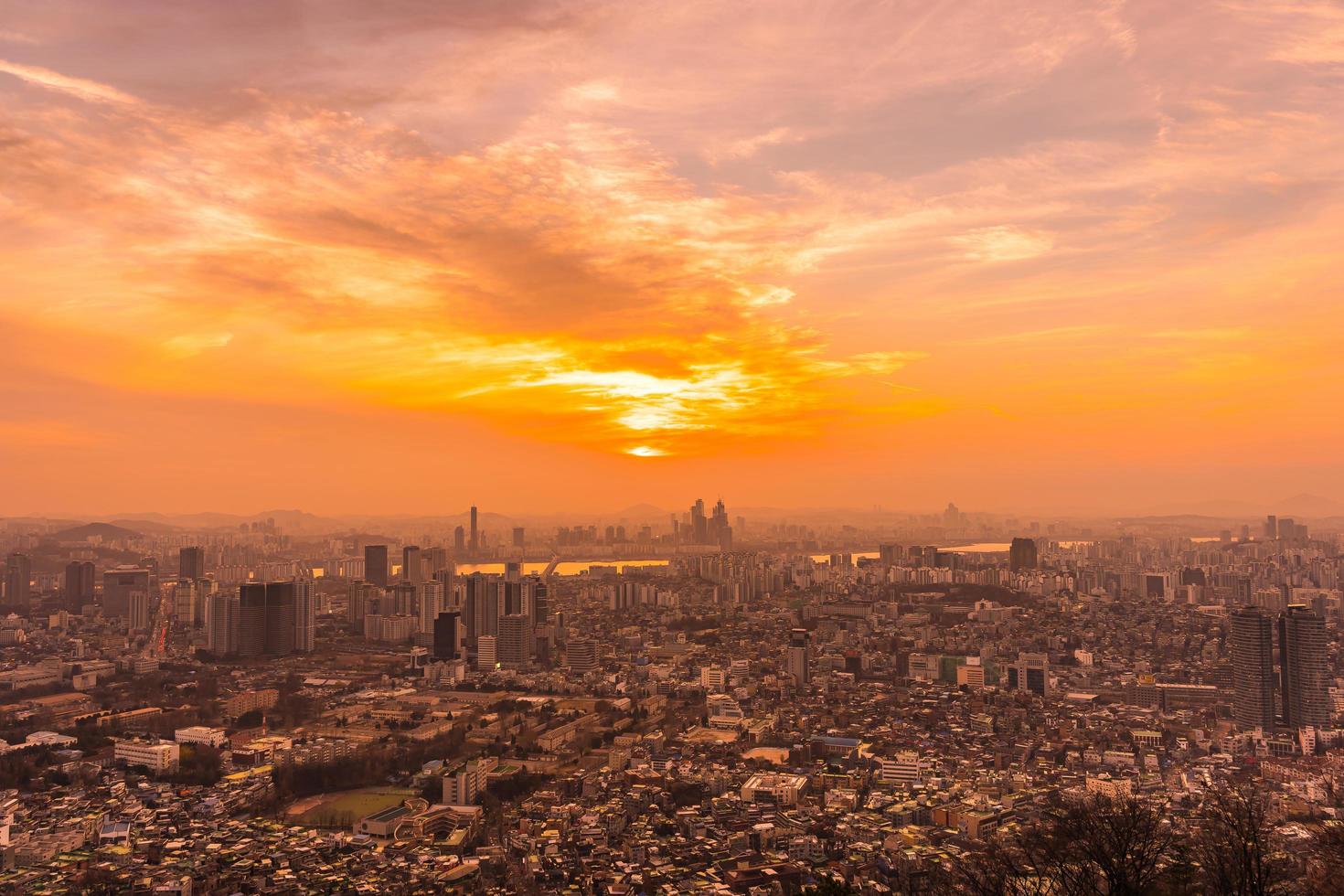 View of Seoul city, South Korea, at sunset photo