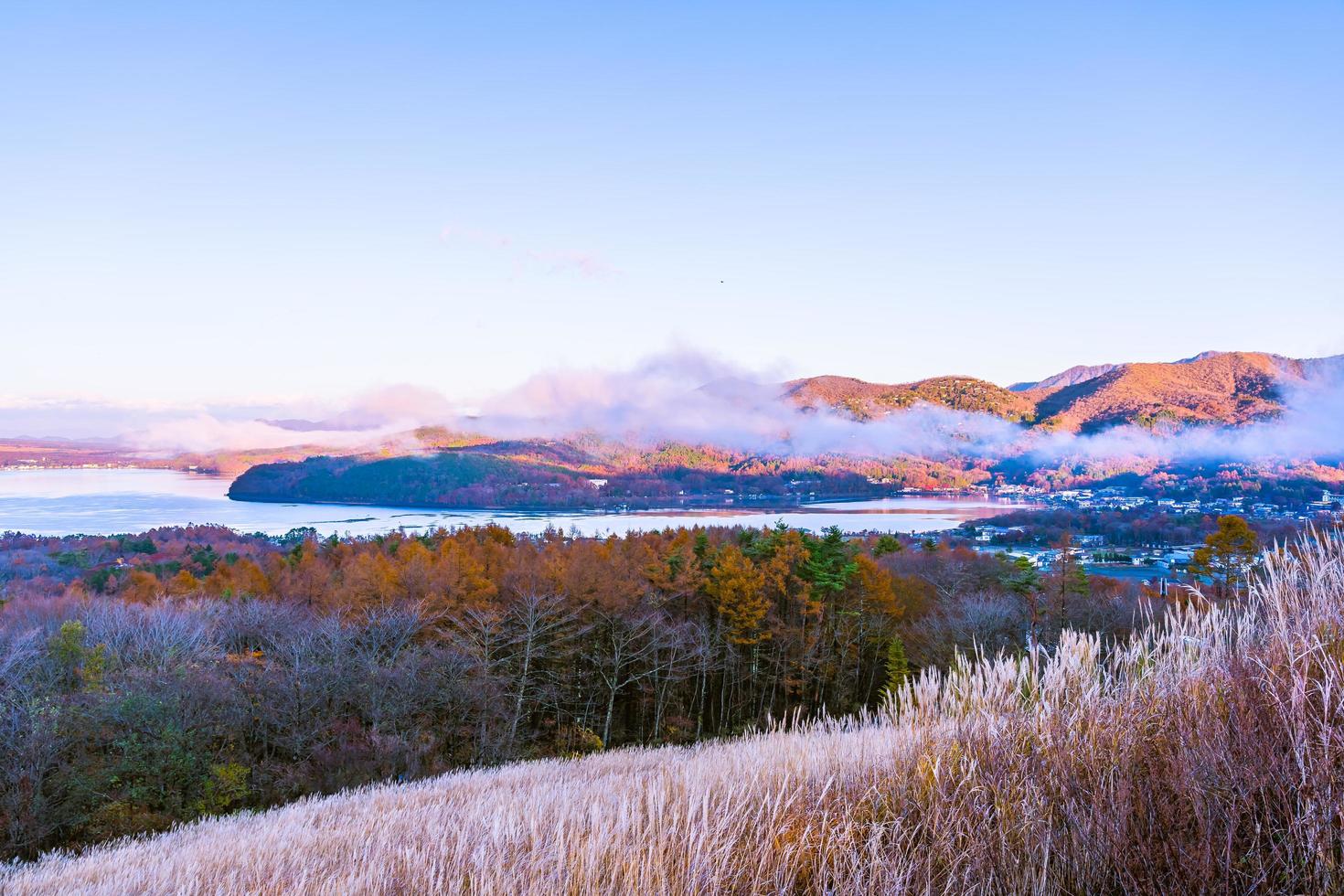 Beautiful landscape at Lake Yamanakako, Japan photo