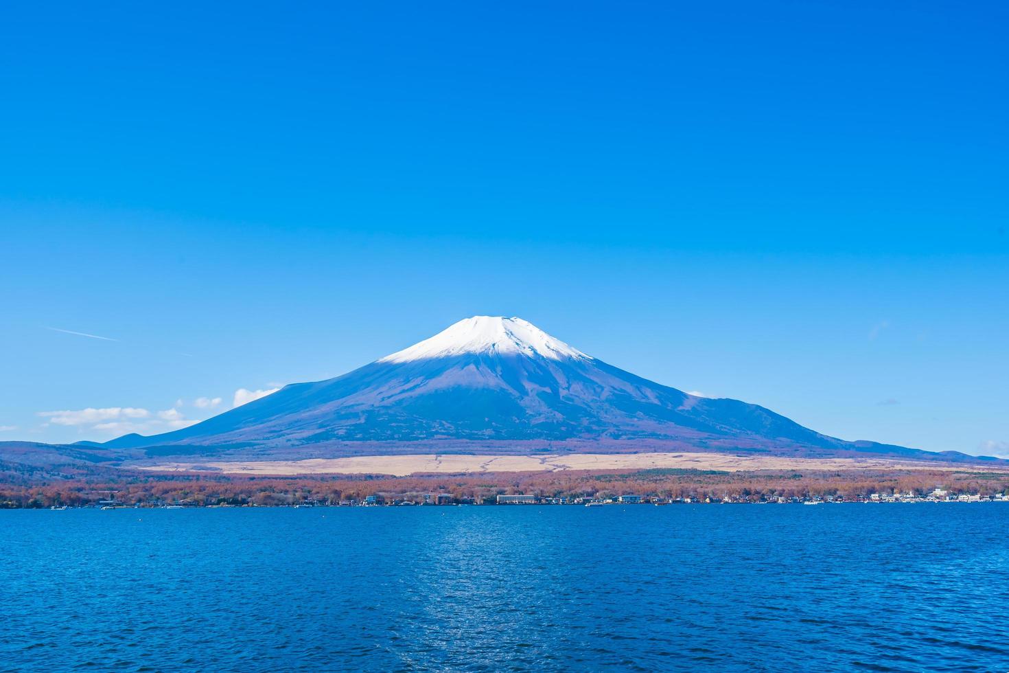 Beautiful view of Mt. Fuji from Lake Yamanakako, Japan photo