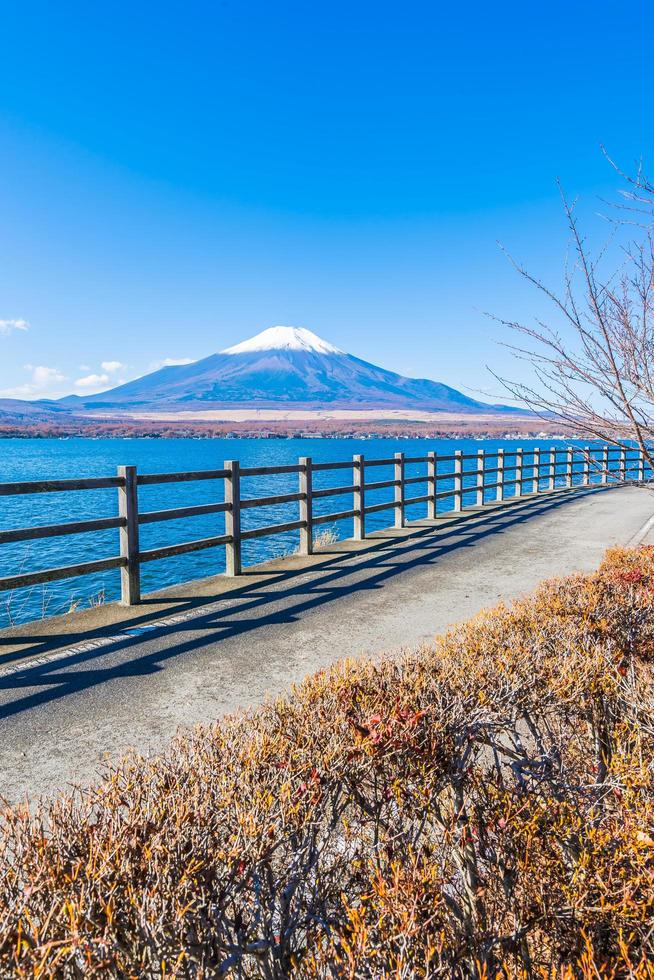 Beautiful view of Mt. Fuji from Lake Yamanakako, Japan photo