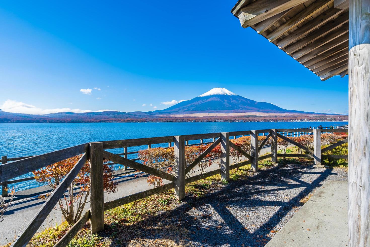 Beautiful view of Mt. Fuji from Lake Yamanakako, Japan photo