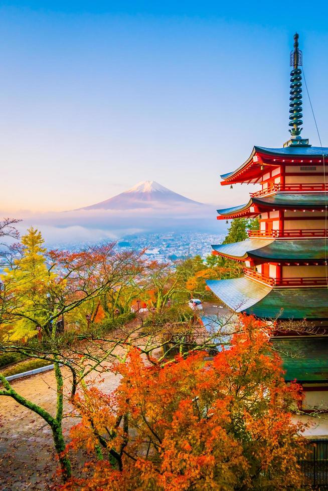 Beautiful landscape of Mt. Fuji with Chureito Pagoda, Japan photo