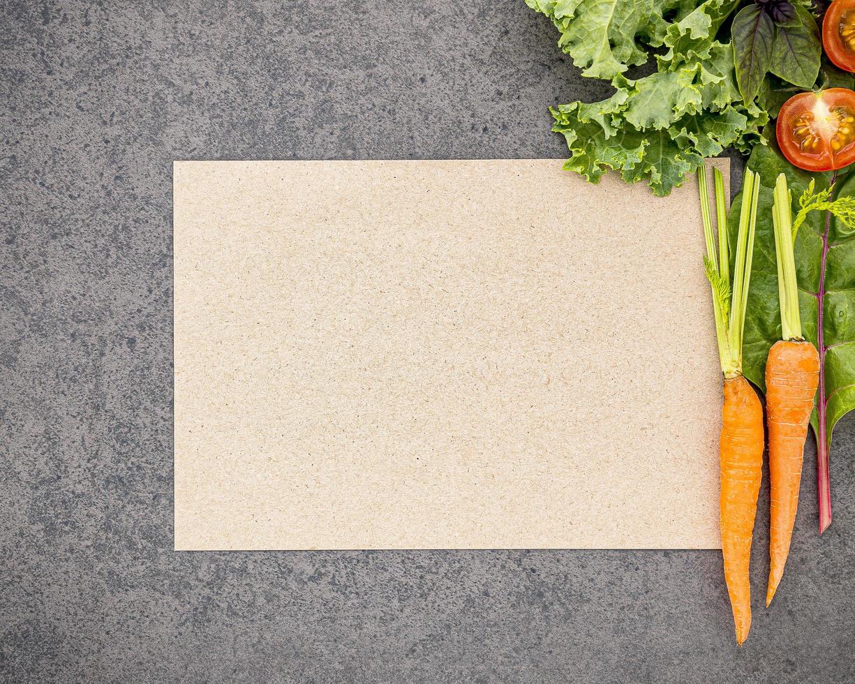 Paper mock-up with vegetables photo