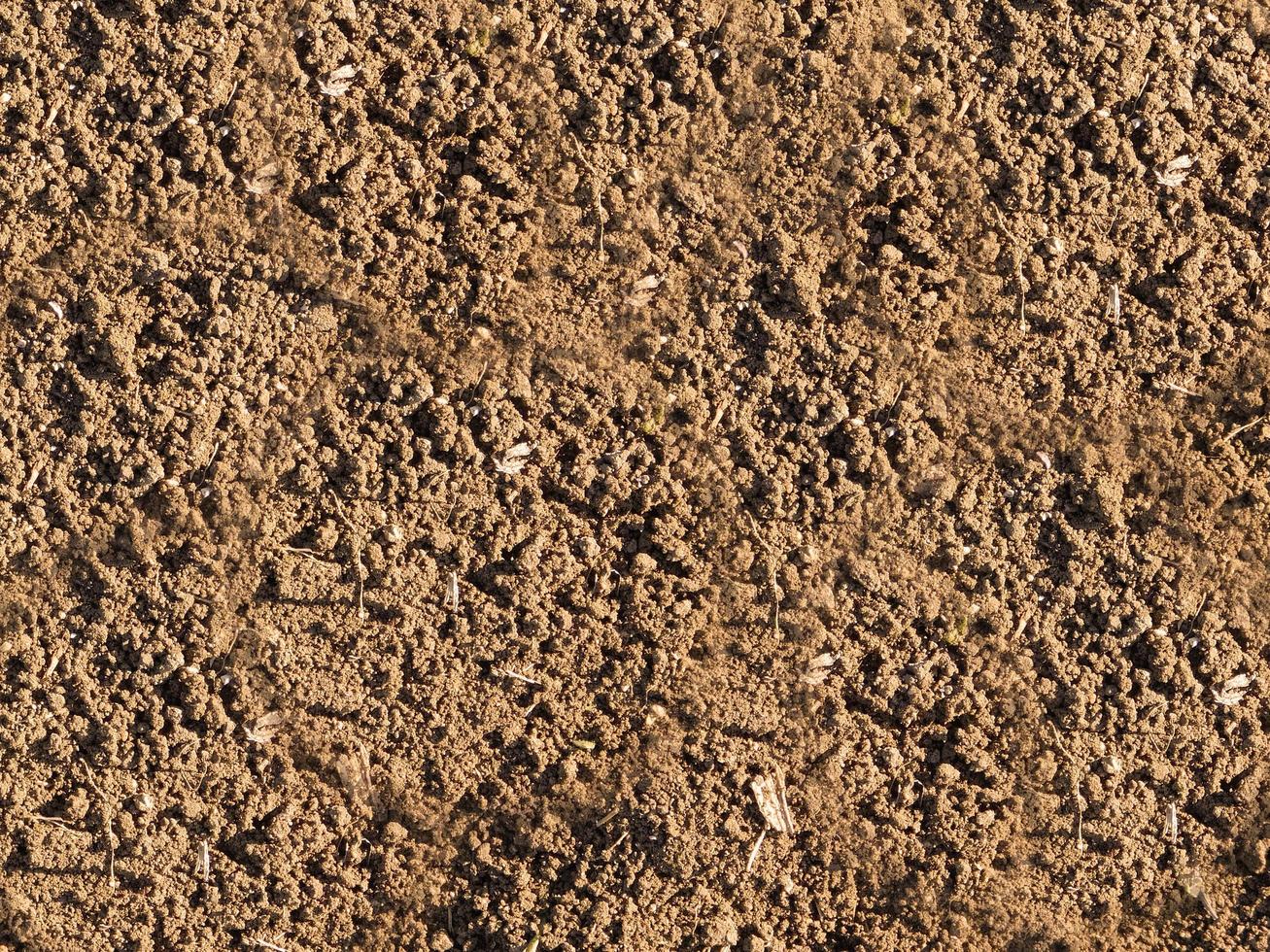 Patch of dry and cracked soil for background or texture photo
