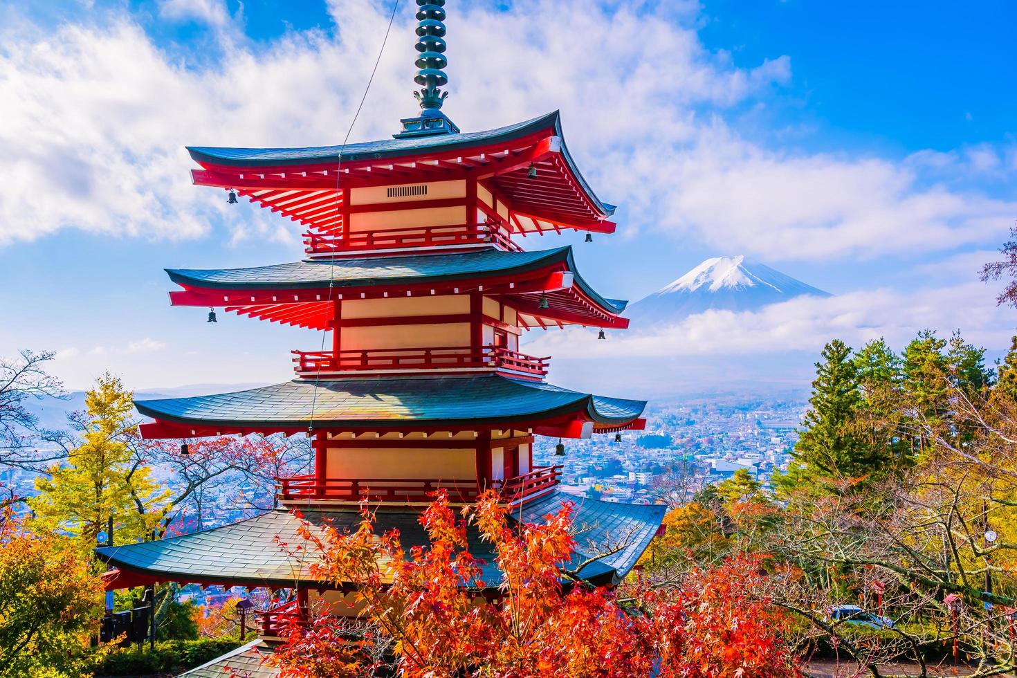 Beautiful landscape of Mt. Fuji with Chureito Pagoda, Japan photo