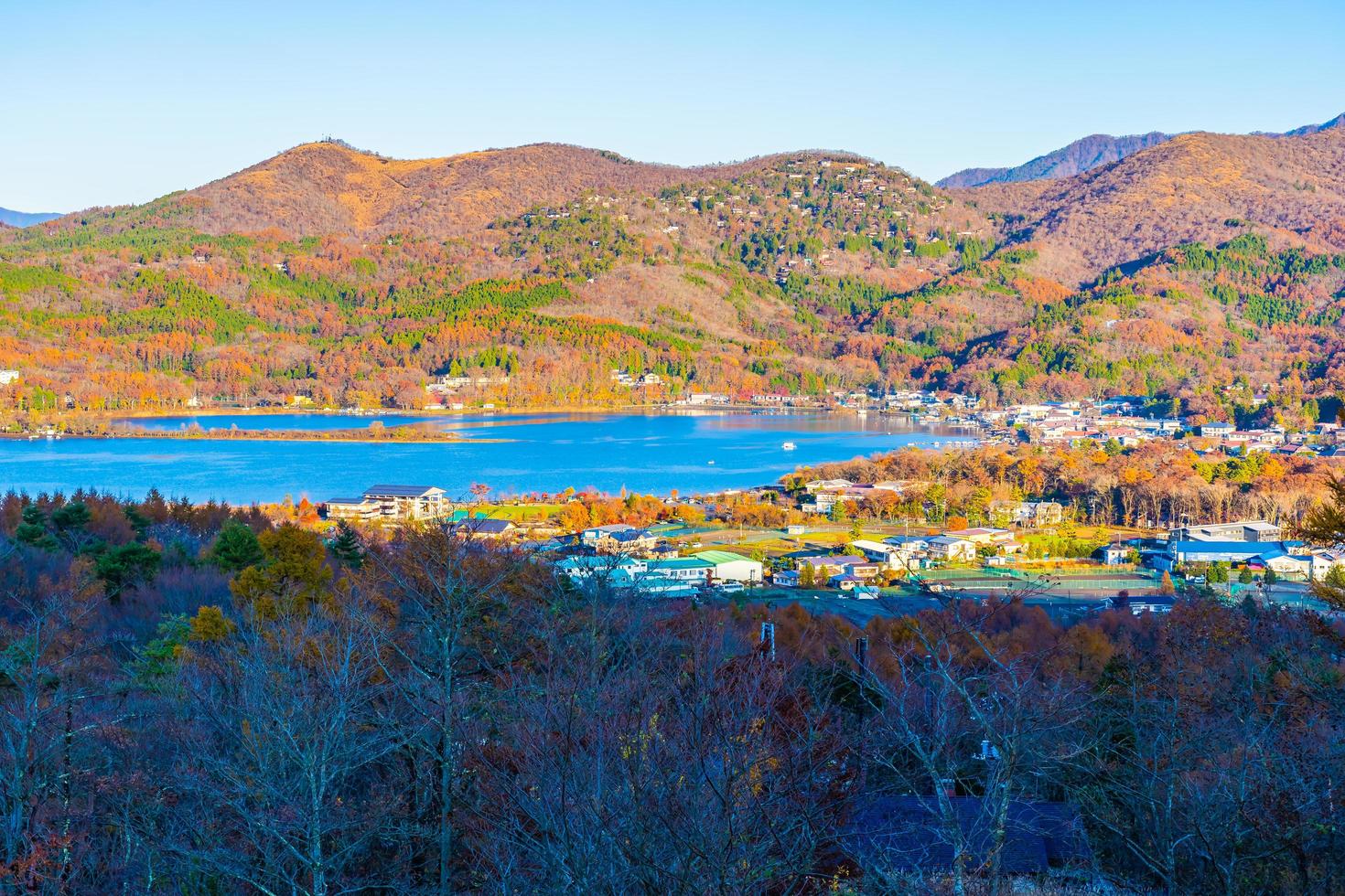 Beautiful landscape around Lake Yamanakako, Japan photo