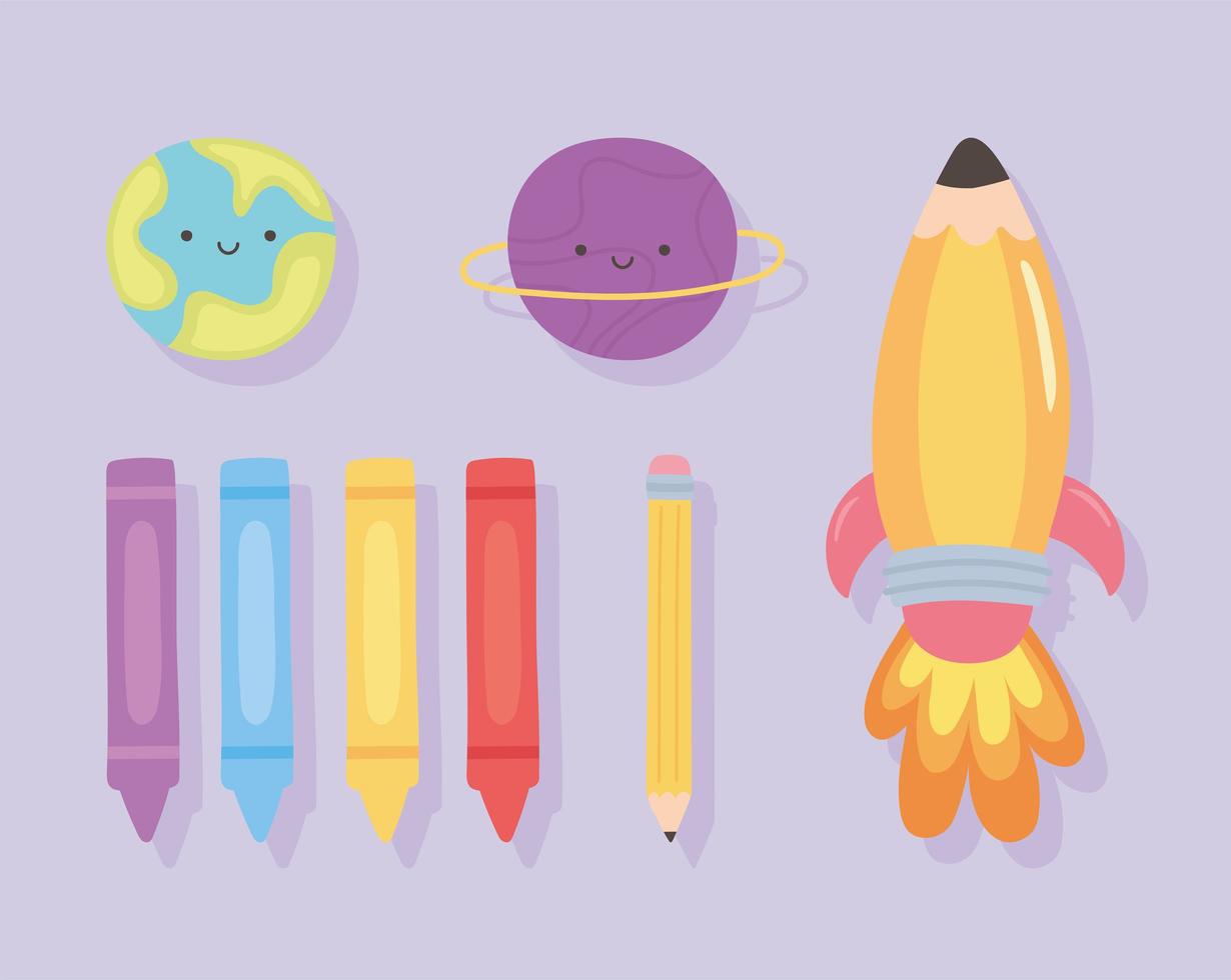 Cute education icon set vector