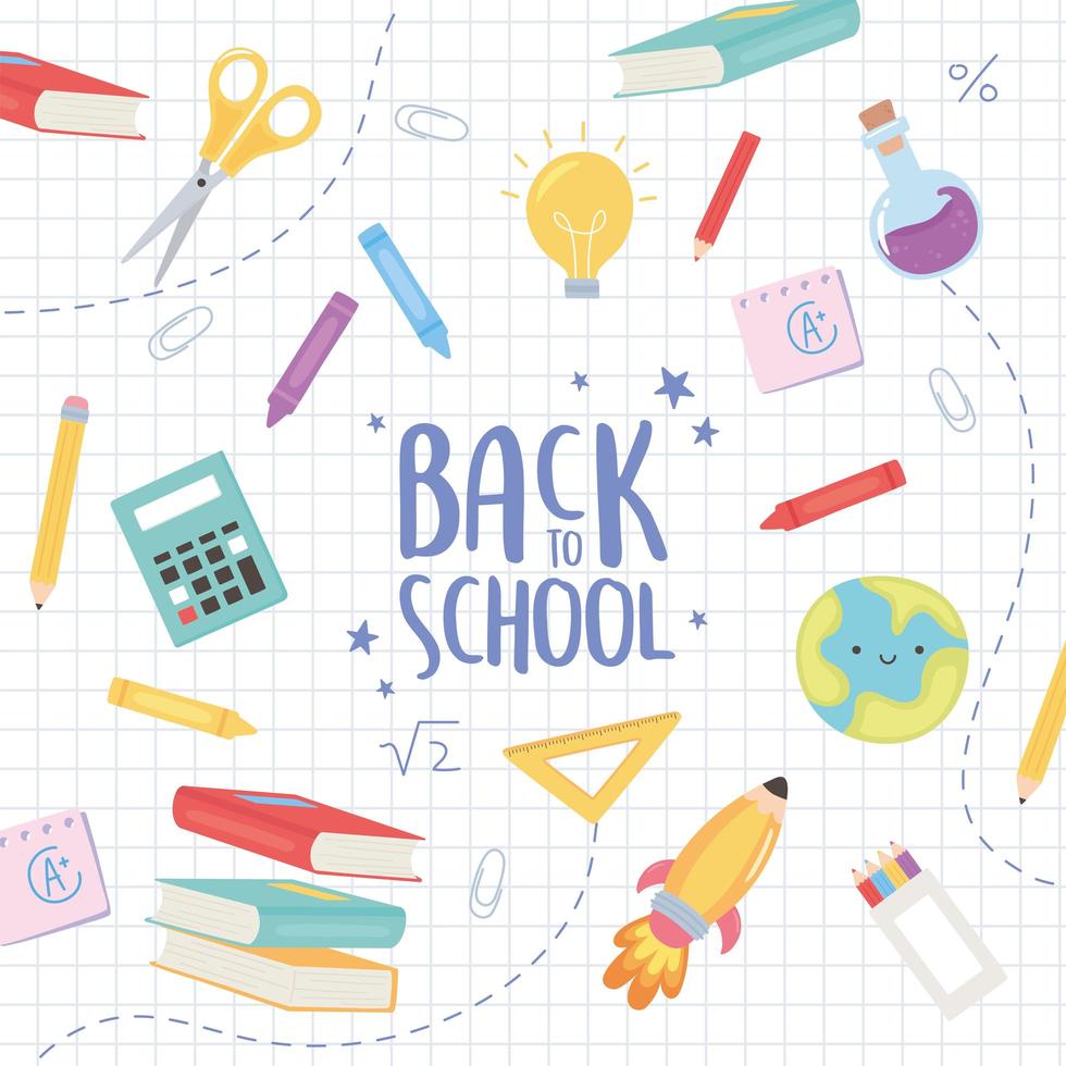Back to school banner with education icons vector