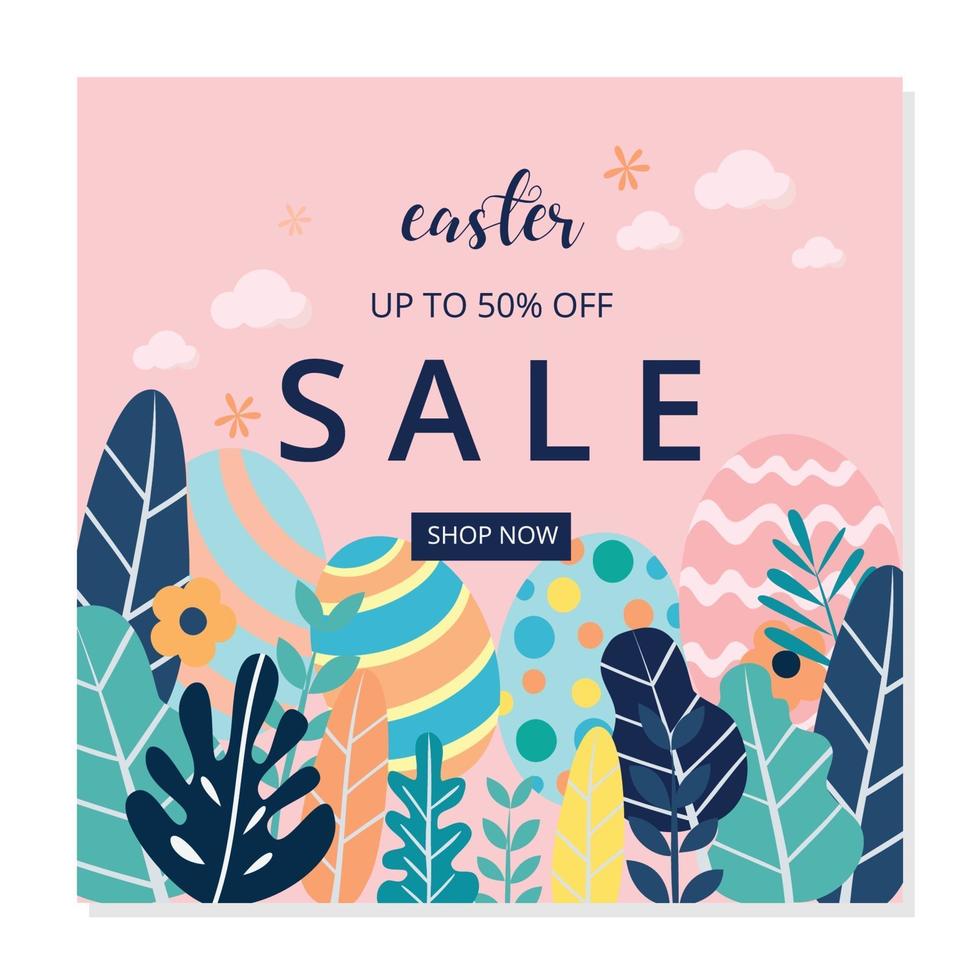 Social media post easter sale template vector