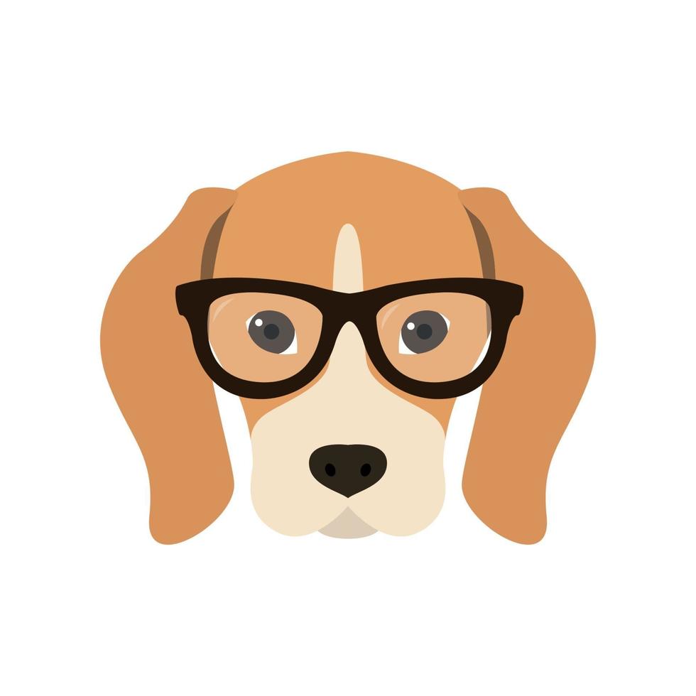 beagle con gafas. Ilustración de vector de perro lindo.