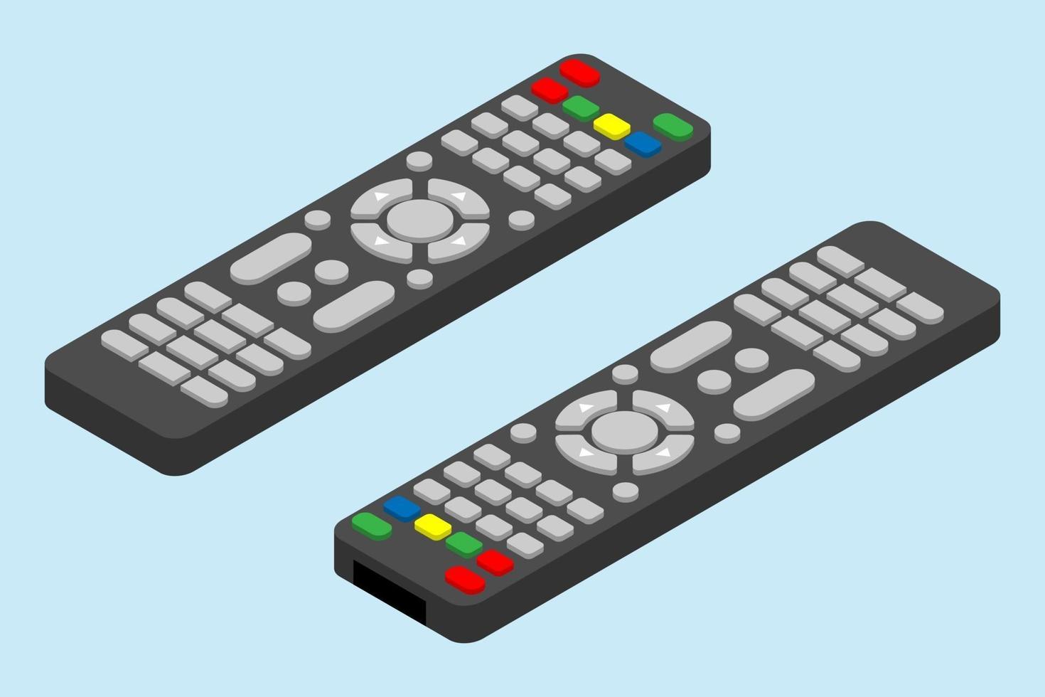 icono de control remoto de televisión moderna. Ángulo isométrico del icono de vector de control remoto de tv para diseño web aislado sobre fondo azul claro.