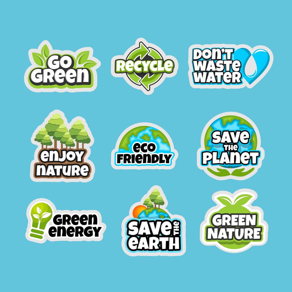 Earth Day Awareness Sticker Set vector