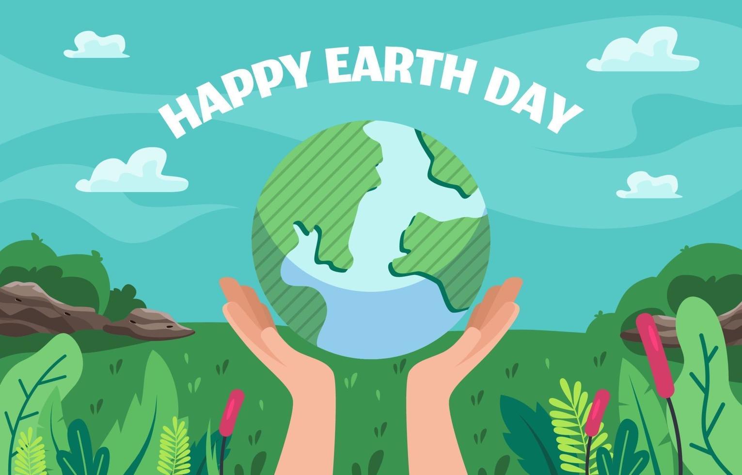 Flat Happy Earth Day vector