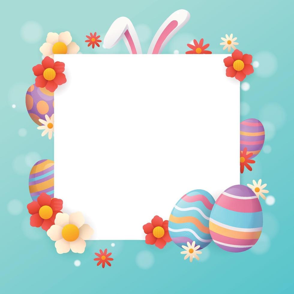 Easter Egg Template Background With Beautiful Flower vector