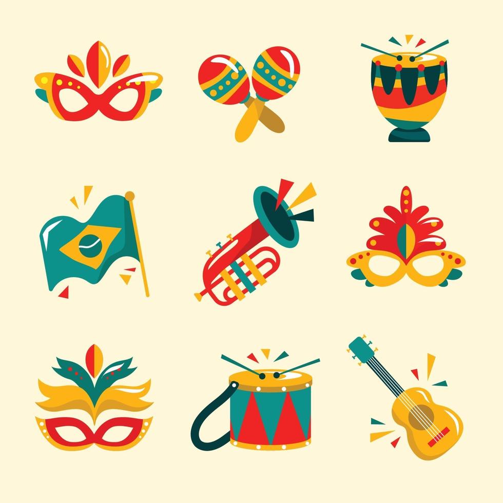 Rio Festival Icon Set vector