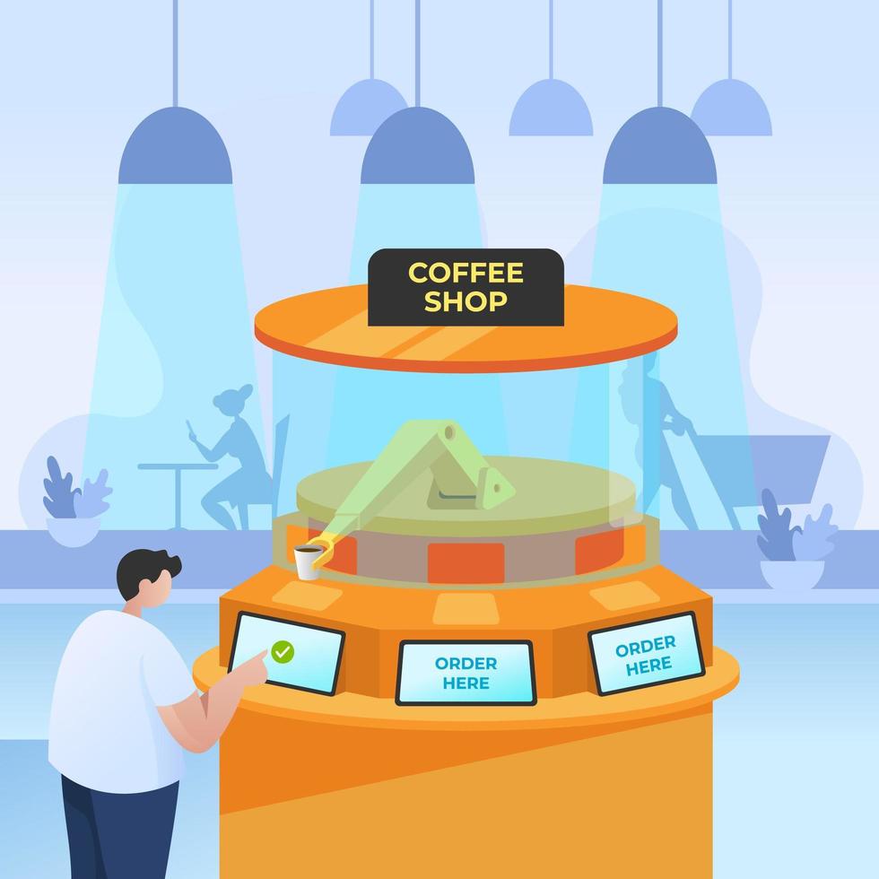 A Man Order Coffee from UNTACT Coffee Shop vector