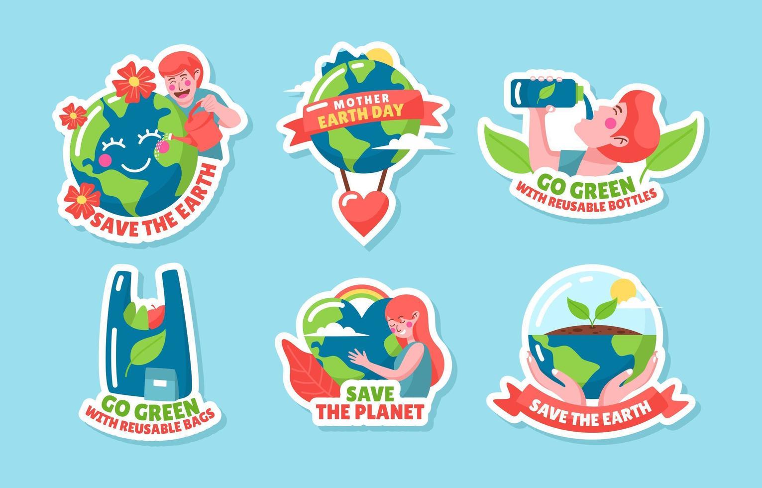 Cute Earth Day Awareness Sticker vector