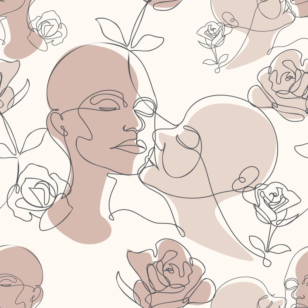 dibujo de una linea de beso y rosas vector