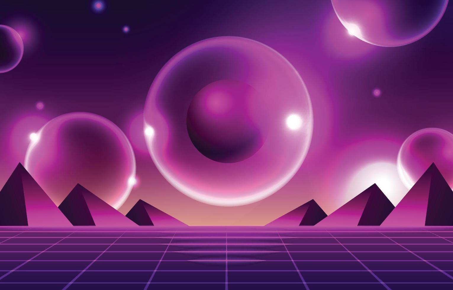 Retro Futurism Shapes Background Concept in Purple Colors vector