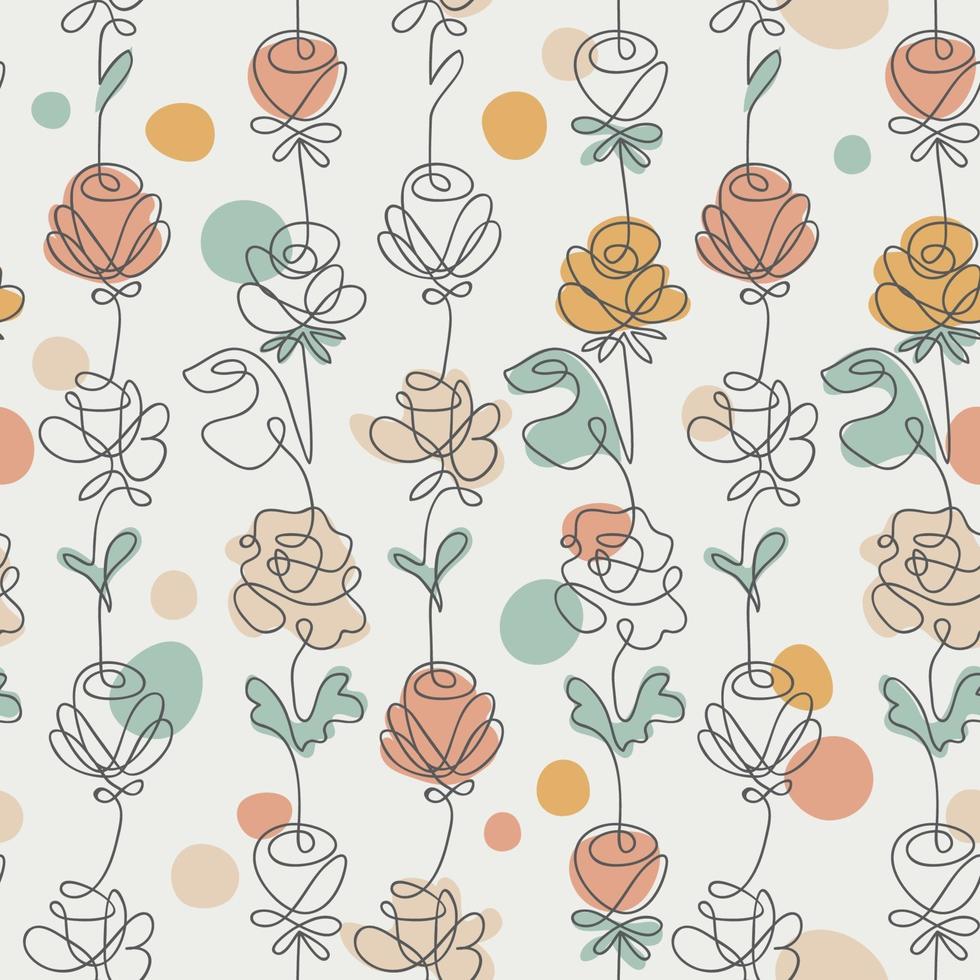 Roses Outline Seamless Pattern vector