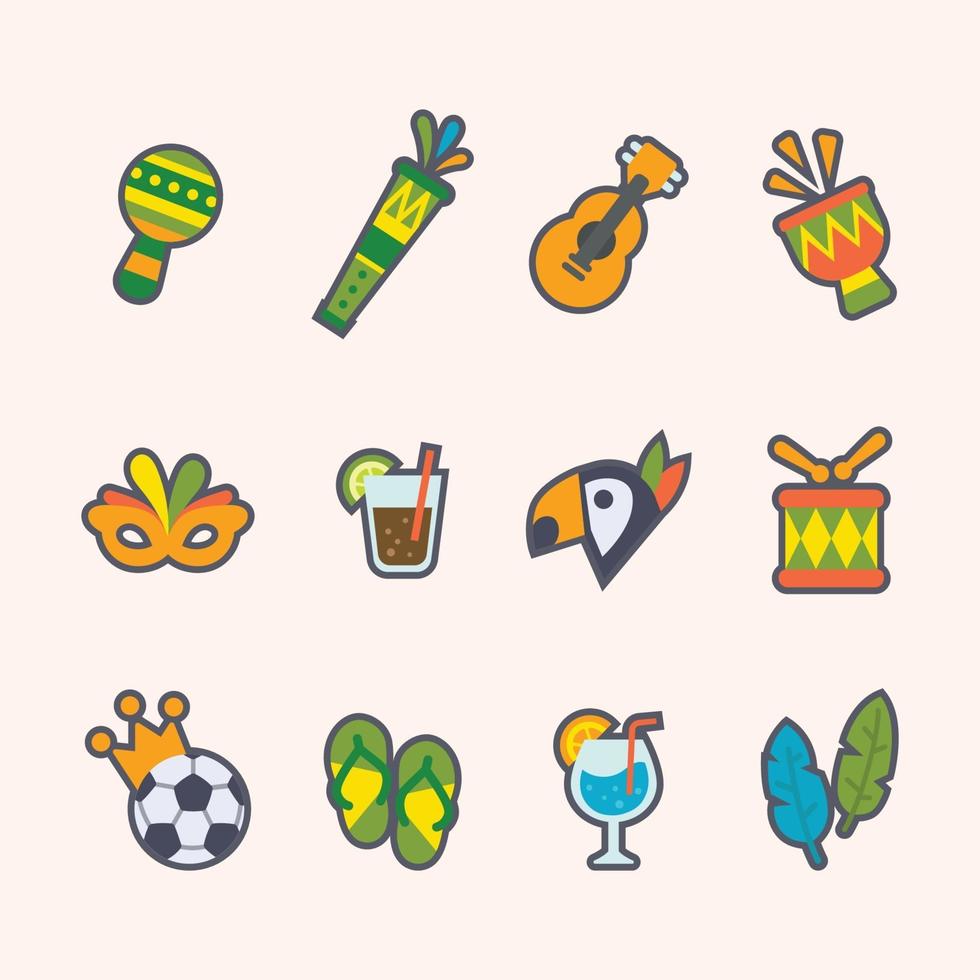 Set of Rio Festival Cartoon Icon vector