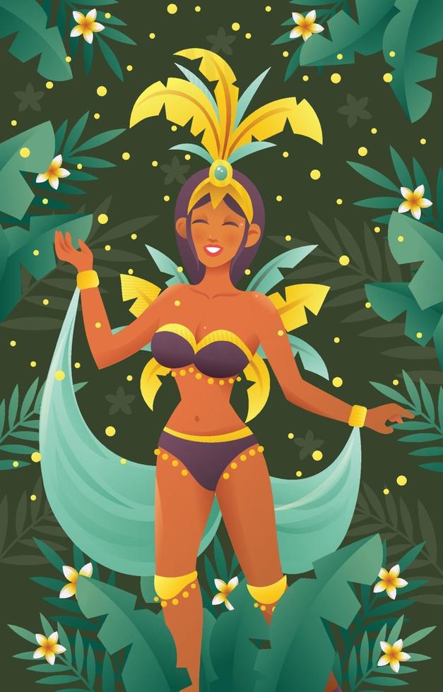 Brazilian Woman Dancer In Festive Costume vector