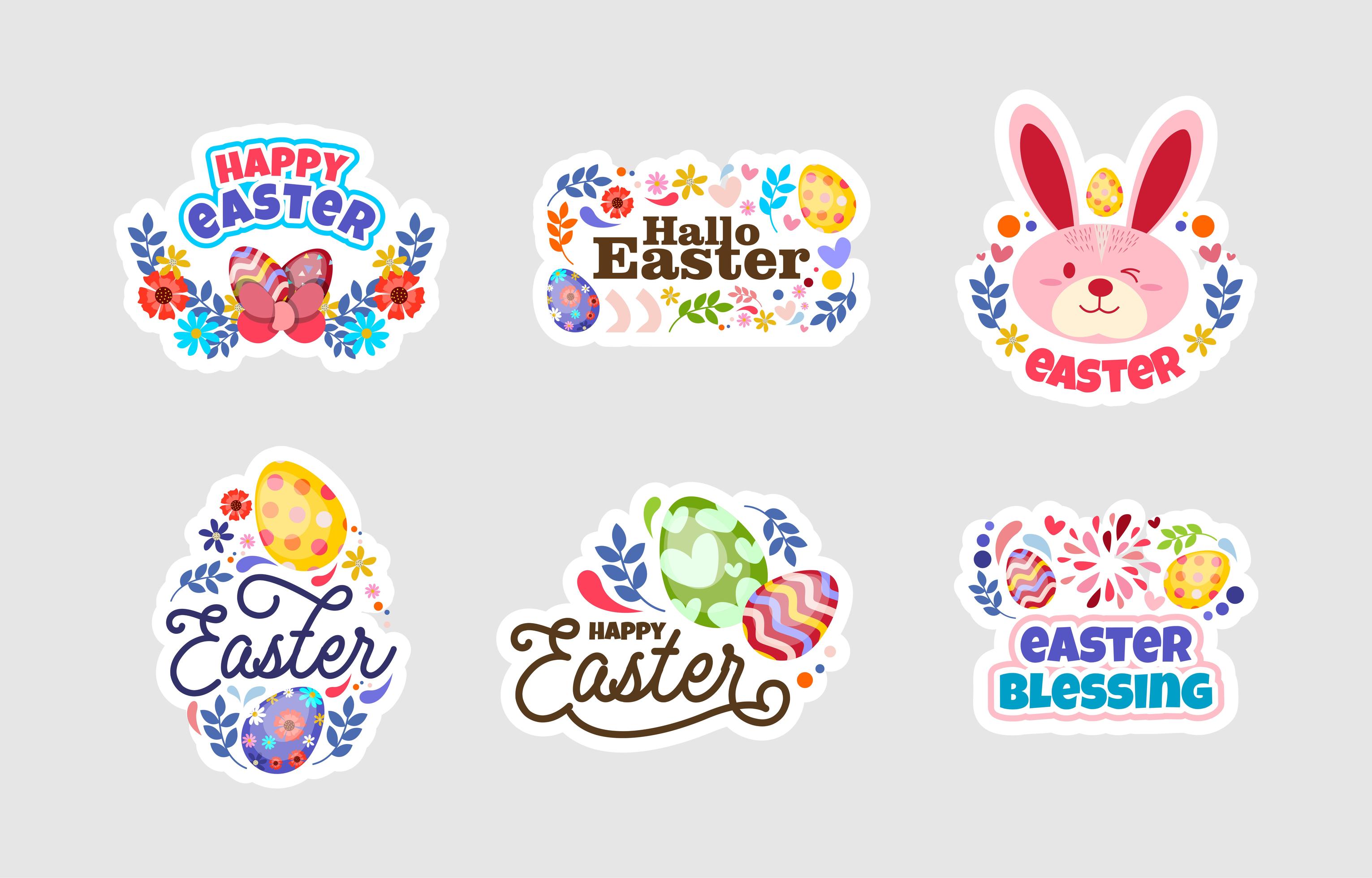 Happy Easter Sticker Design Set 2058249 Vector Art at Vecteezy