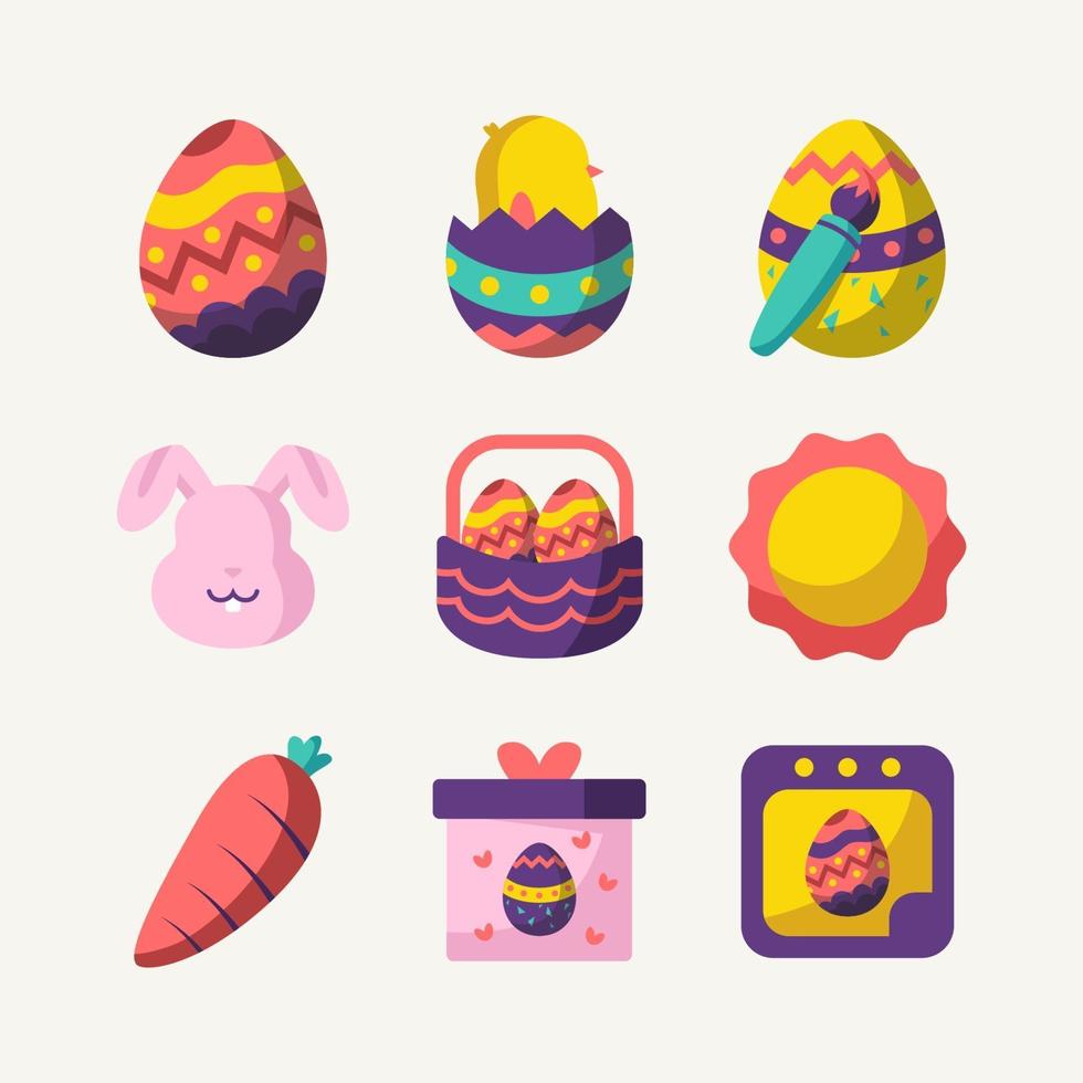 Easter Day Festival Icon Collection vector