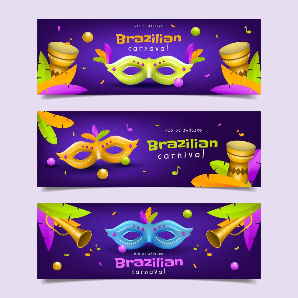 banner realista de carnaval brasileño de río vector