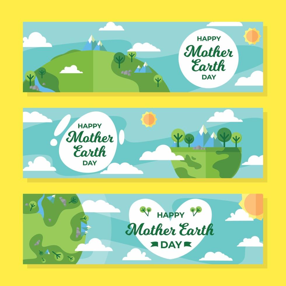 banner del día de la madre tierra de diseño plano vector