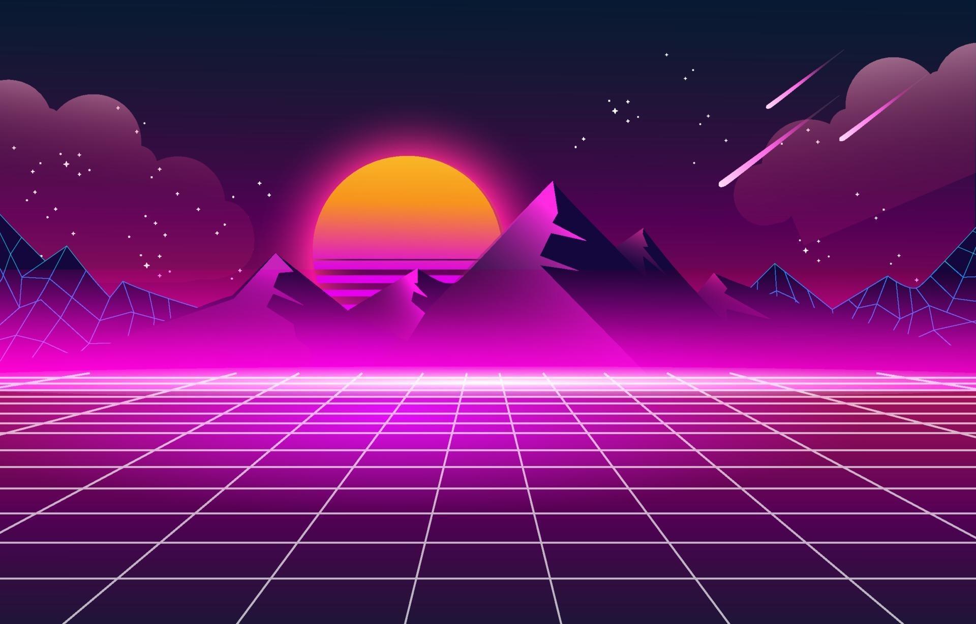 80s Retro Futuristic Wallpaper