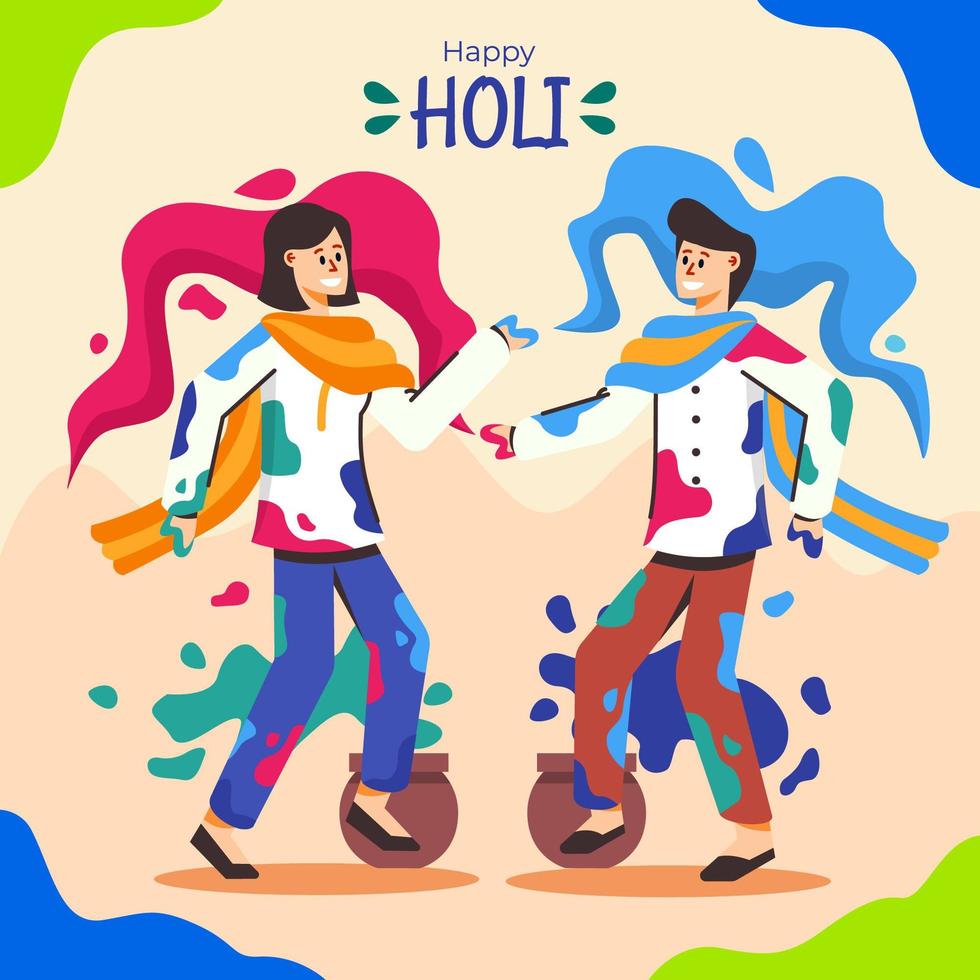 feliz celebración del festival holi vector