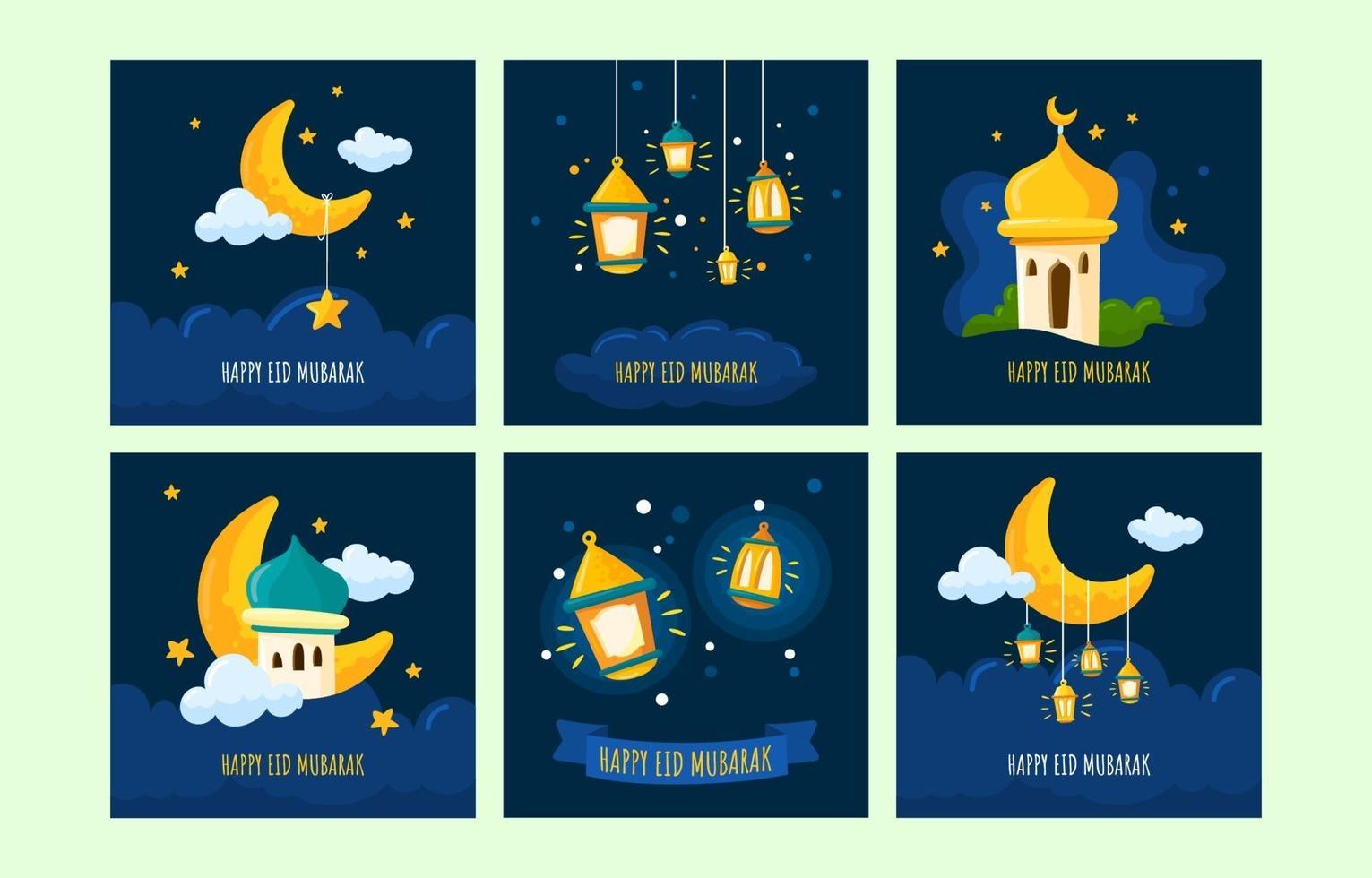 Eid Mubarak Social Media Posts vector
