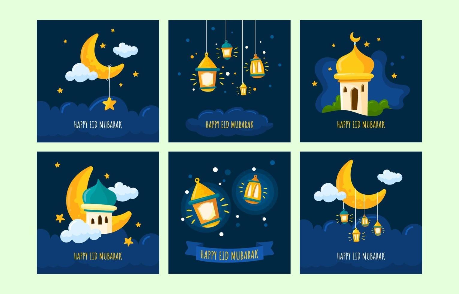 publicaciones de eid mubarak en redes sociales vector