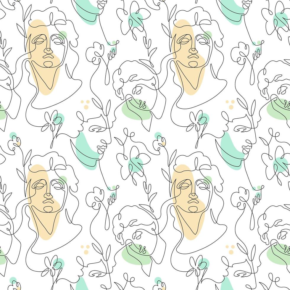 One Line Art Seamless Pattern Background vector