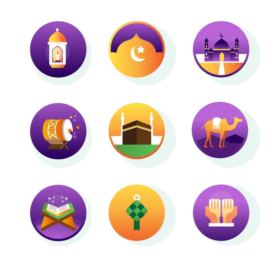 colección de iconos de eid mubarak vector