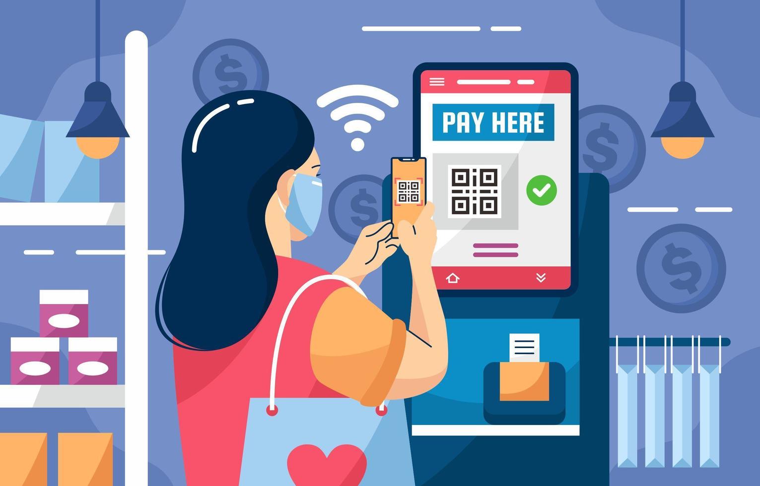 UNTACT Contactless Payments in Supermarket vector